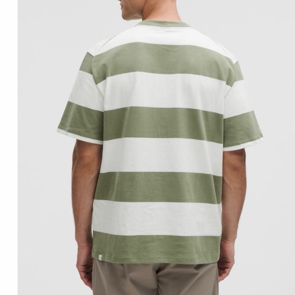 Lululemon men’s Heavyweight Cotton Jersey T-Shirt green stripe size large